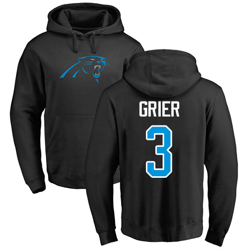 Carolina Panthers Men Black Will Grier Name and Number Logo NFL Football 3 Pullover Hoodie Sweatshirts